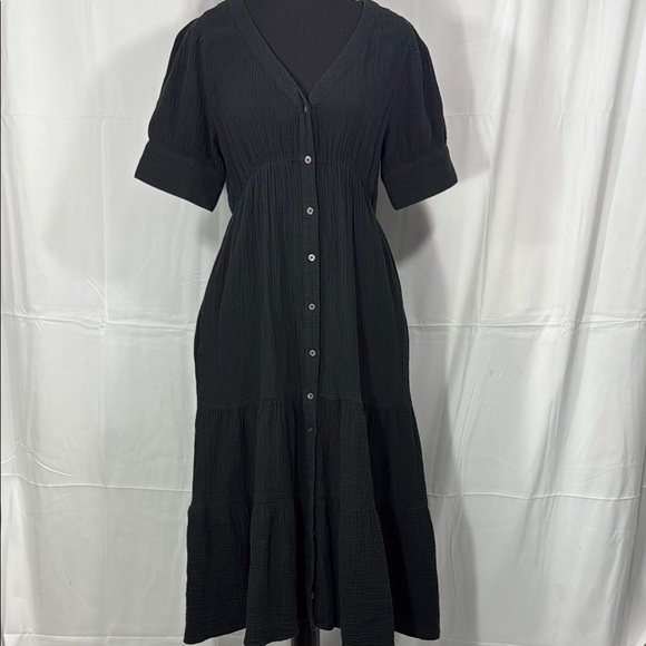 Madewell Dresses & Skirts - Madewell Elegant Black Button-Down Dress Shirt Size 4